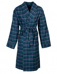 Flanell-Bademantel Klassisches Englisches Tartan-Karomuster Grün