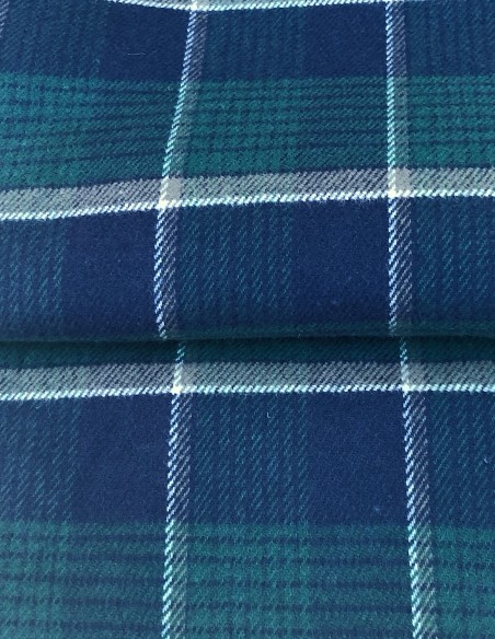 Flanell-Bademantel Klassisches Englisches Tartan-Karomuster Grün