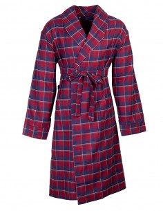 Flanell-Bademantel Klassisches Englisches Tartan-Karomuster Rot