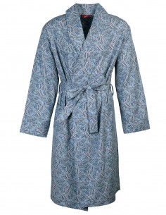 Dünner Bademantel aus Baumwolle Paisley-Design Blau
