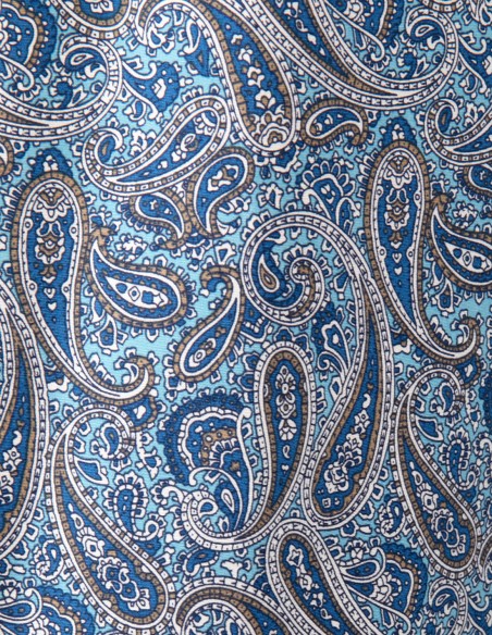Dünner Bademantel aus Baumwolle Paisley-Design Blau